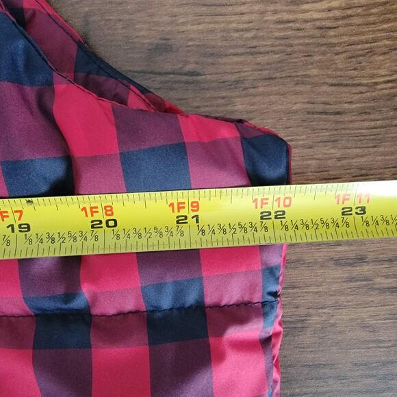 Lands End Down Puffer Vest Buffalo Plaid Red Gingham Check Sz L Gorpcore Layer - Picture 5 of 9